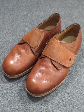Alden Men's Shoes 8.5 Tan Leather Slip-On Loafers with Strap Preppy Old Money